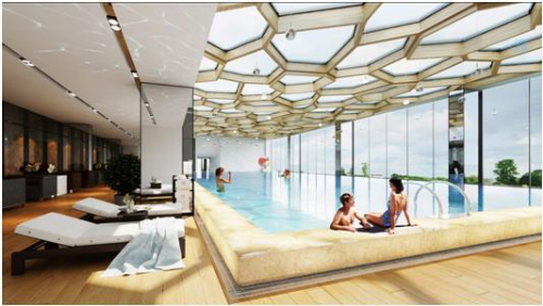 Bể bơi trong tòa nhà phục vụ cư dân. Thông tin chi tiết đơn vị phân phối xem tại đây. Website: http://heliostower.batdongsang5.vn/. 